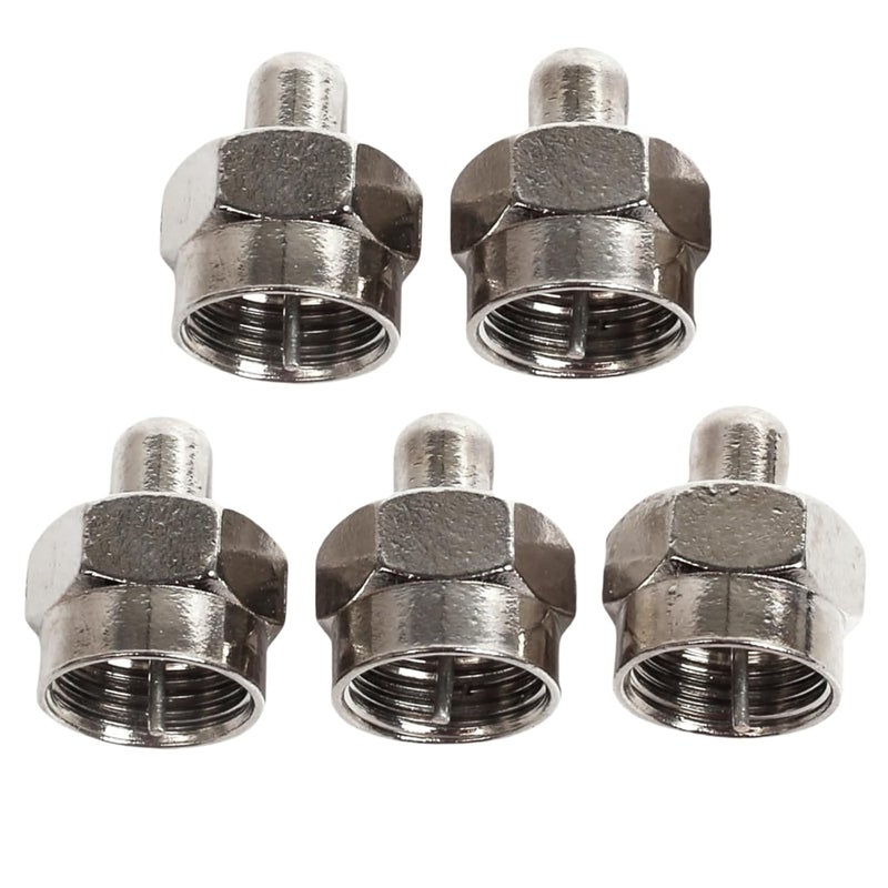 EZYUMM 5-Pack Coax Cap Cover - 75 Ohm Terminator for Splitter, AMP, Coaxial Cable, TV Antenna & Wall Plates (F Type, Brass Connectors) - Image 1